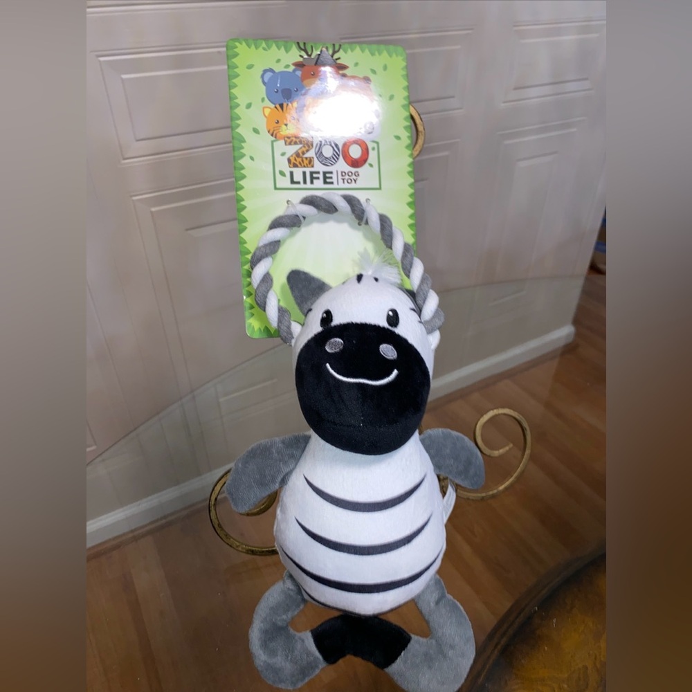 - Jmle  Interactive Zebra  13” Dog Toy With Squeaker